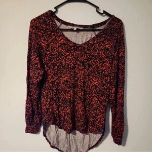Black and Pink Asymmetrical 3/4 Sleeve Blouse